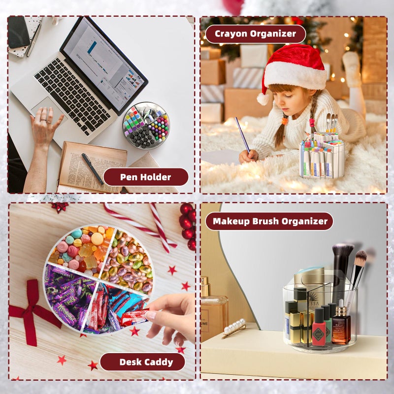 Absonic 2 Pack Pen Pencil Holder for Kids, Rotating Pen Holder for Desk Organizer, 4 Compartments Art Supply Marker Organizer and Storage, Kids Desk Organizer Marker Holder Caddy Art Supply Organizer for Desk - Image 5