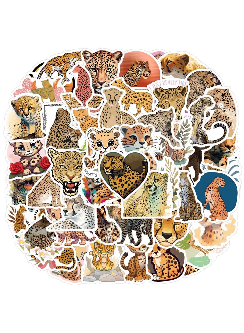 60 PCS Cheetah Vinyl Animal Aesthetic Waterproof Stickers for Birthday Party Supplies Decoration Favors Rewards Gifts for Kids Adults Teens for Water Bottles Laptop Birthday Party Supplies Decoration - Image 1