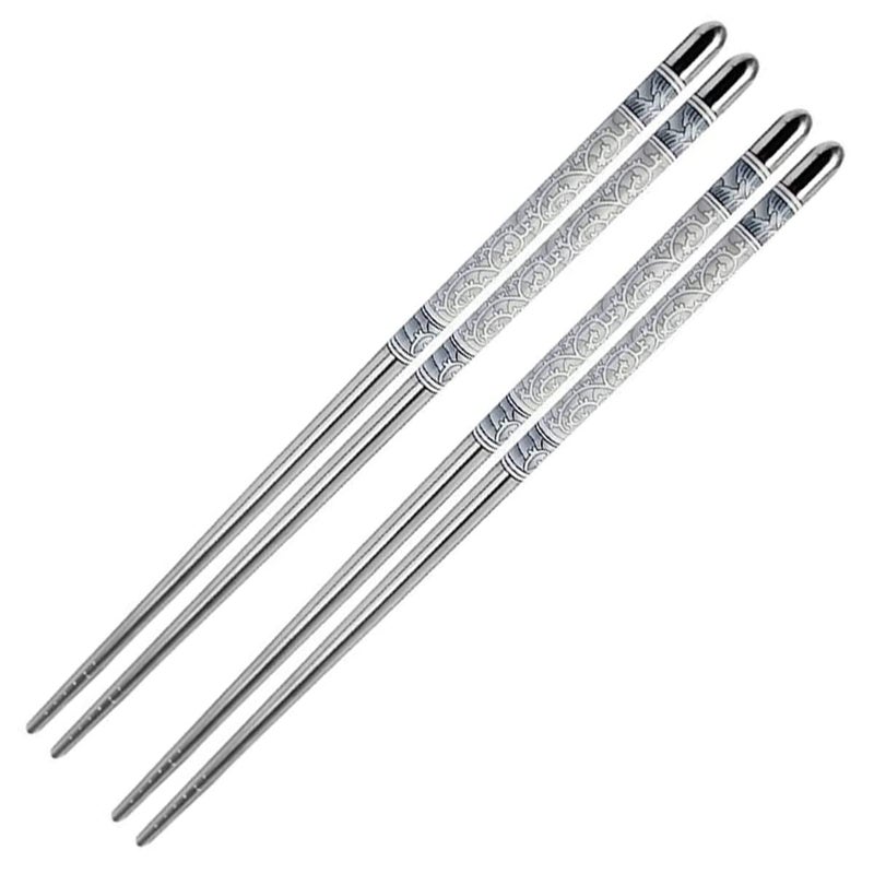 Avenn Reusable Metal Chopsticks Stainless Steel Chopsticks Long Lightweight and Durable Easy to Use Chop Stick for Noodles Sushi Hotpot BBQ Foods Chopstiks Dishwasher Safe Utensils 6 Pair - Image 1