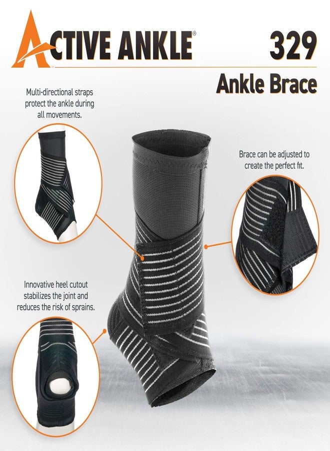 كرامر دعامة الكاحل Active Ankle 329، كم ضاغط للكاحل بأحزمة للرجال والنساء، دعامات للكرة الطائرة، وكرة القدم، وكرة السلة، والرجبي، حماية ودعم للالتواء، أسود، كبير - Image 5