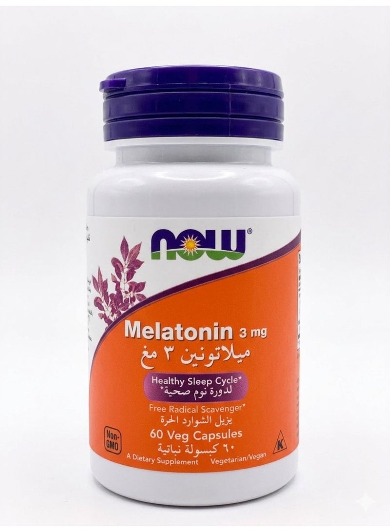 now Melatonin 3 mg 60 Veggie Capsules - Image 1