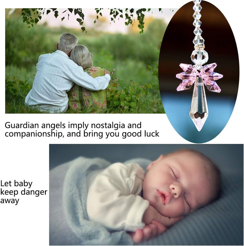 QFkris Rainbow Guardian Angel Crystal Suncatcher as Home/Car Decoration & Porch Decor & Hangings Crystal Glass Ornament Gift for Mom Women (Pink) - Image 3