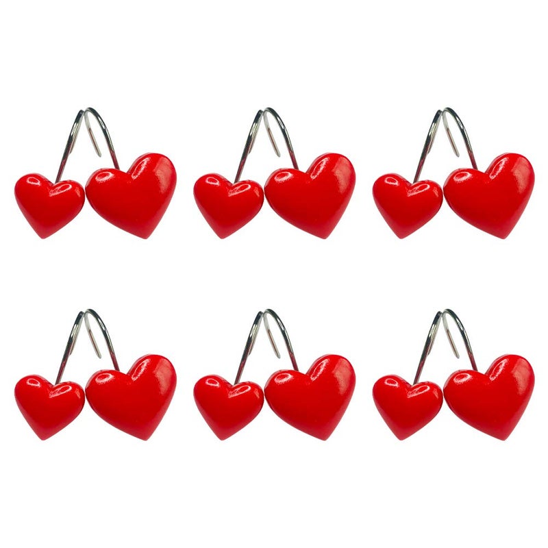 Twofishes Valentine Gift Lovely Heart-shaped Shower Curtain Hooks S/12 Anti Rust Heart Shower Curtain Hooks Pack of 12 Decorative Heart Resin Shower Curtain Rings Set of 12 - Image 3