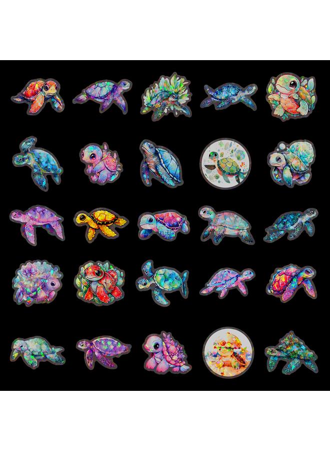 Bluejw 50 Transparent Laser Turtle Stickers Personalized Fantasy DIY Luggage Case Notes Waterproof Stickers - Image 4