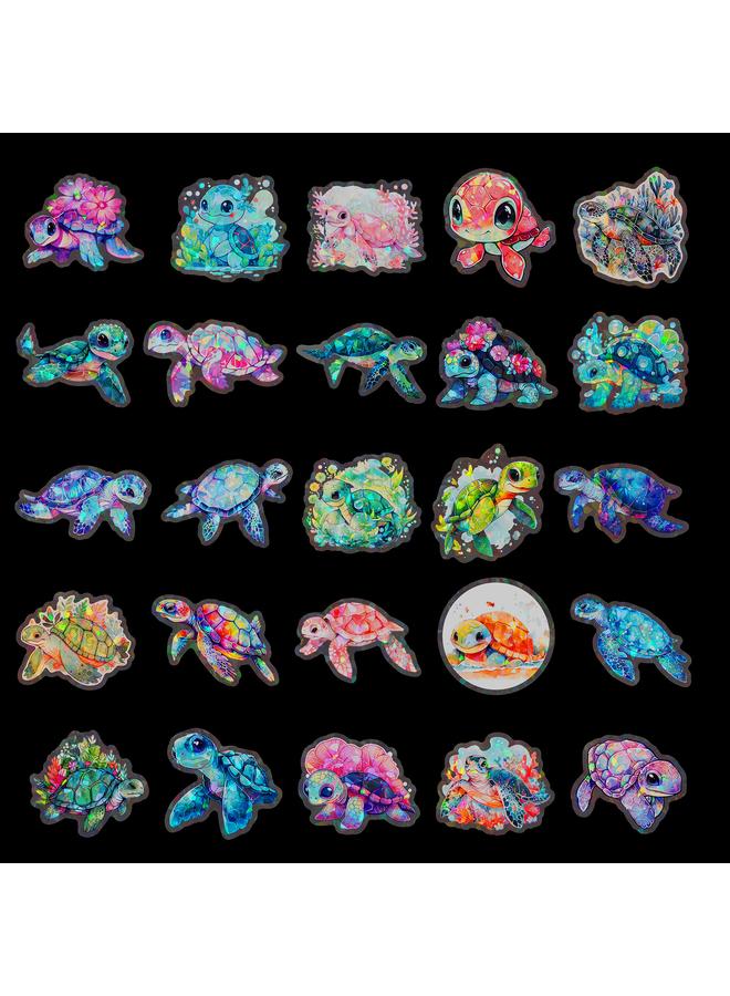 Bluejw 50 Transparent Laser Turtle Stickers Personalized Fantasy DIY Luggage Case Notes Waterproof Stickers - Image 5