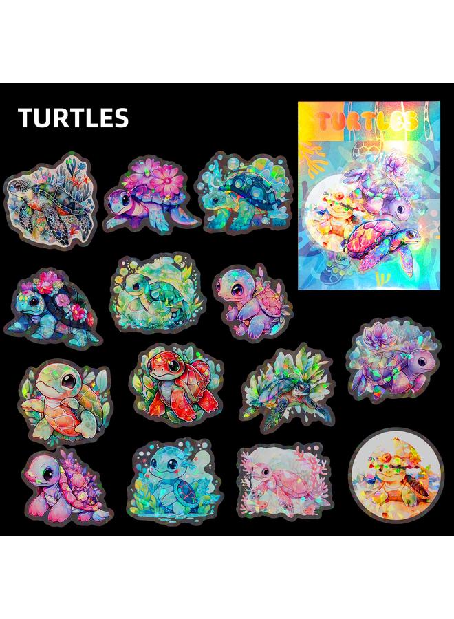 Bluejw 50 Transparent Laser Turtle Stickers Personalized Fantasy DIY Luggage Case Notes Waterproof Stickers - Image 1