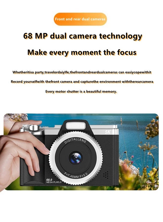 Generic 5K Digital Camera, 68MP Point and Shoot Camera for Photography – Includes 64GB SD Card, 16X Zoom，Vlogging Camera for Beginners  Gift - Image 5