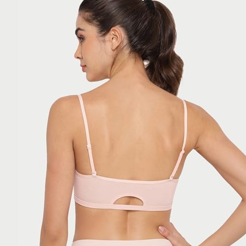 Enamor A022 Cotton Stretch Cami With Detachable Straps Bra for Women- Non Padded Non Wired High Coverage-(A022_Pearl_S) - Image 2