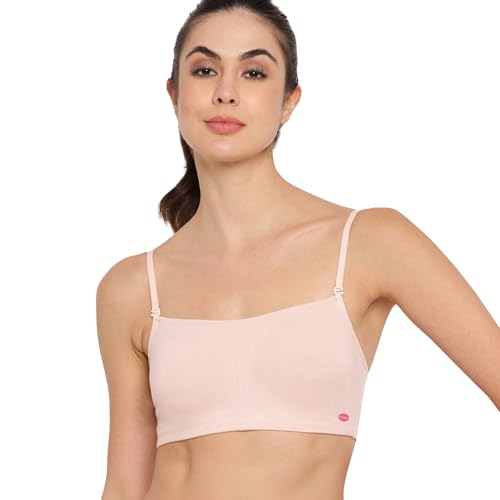 Enamor A022 Cotton Stretch Cami With Detachable Straps Bra for Women- Non Padded Non Wired High Coverage-(A022_Pearl_S) - Image 1