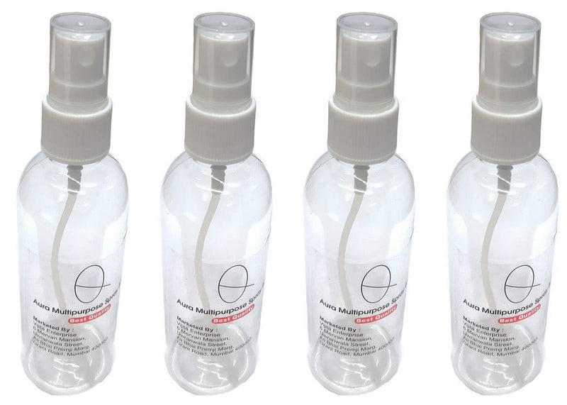 Aura Clear Transparent 100 ML Empty Spray Bottle Pocket Spray Bottle Pack Of 4 - Image 1