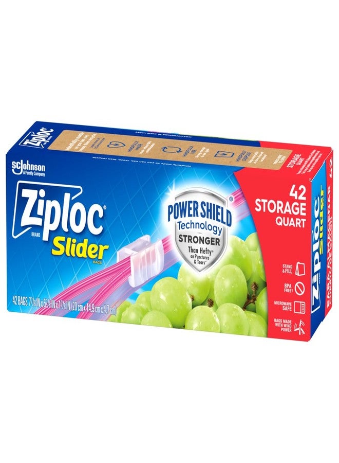 Ziploc Quart Food Storage Slider Bags, Power Shield Technology for More Durability, 42 Count - Image 1