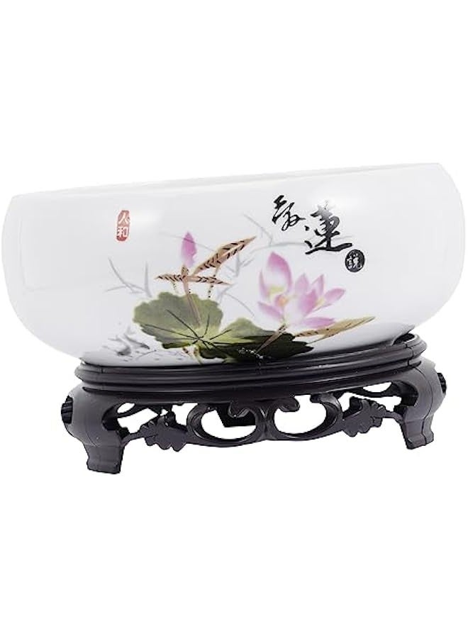 Generic 1 Set Terrarium Fish Bowl Indoor Planters Hydroponic Planter Bowl Ceramic Succulent Pots Chinese Ceramic Planter Garden Planter Scculent Flower Pot Orange Plastic Lotus Bowl Bonsai  - Image 1