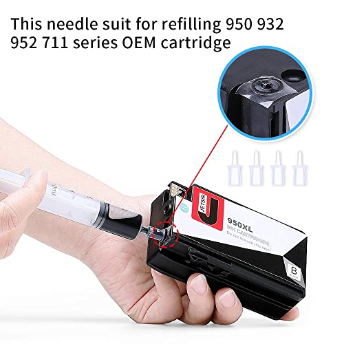 JETSIR 4 Color Ink Refill kit for HP 950 951 932 933 60 61 952 902 901 62 63 21 22 920 940 934 564 711 970 971 94 95 96 Ink Cartridge (2 Black 1 Cyan 1 Magenta 1 Yellow) 100ML x5 Bottle with Syringe - Image 2