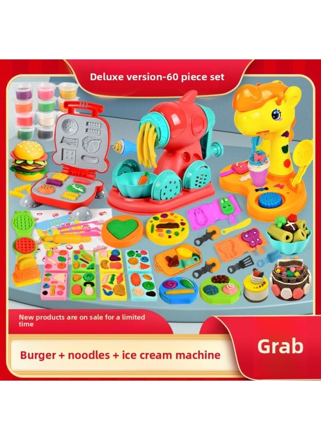 Generic - Ice Cream Color Mud Noodle Machine DIY Plasticine Tools Kindergarten Clay Handmade Educational Girls Children's Toys-Specification:[noodle Maker + Burger Maker + Ice Cream Maker + Dumpling Maker] - Image 1
