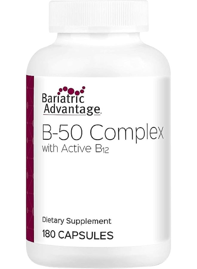 Bariatric Advantage B-50 Complex with Active B12, High Potency Supplement Containing All Essential B Vitamins with Choline, Inositol and PABA - 180 Count - Image 1