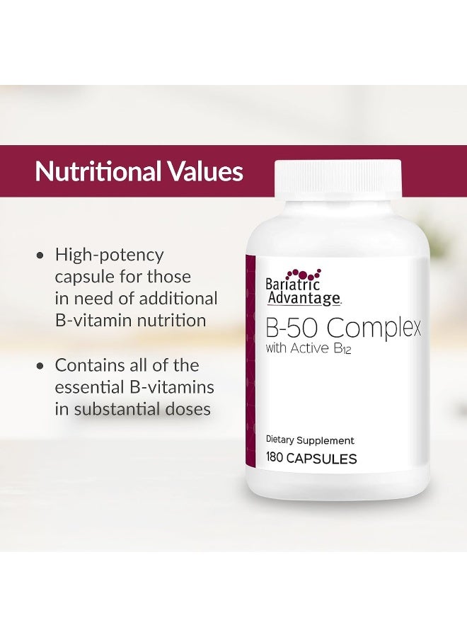 Bariatric Advantage B-50 Complex with Active B12, High Potency Supplement Containing All Essential B Vitamins with Choline, Inositol and PABA - 180 Count - Image 5