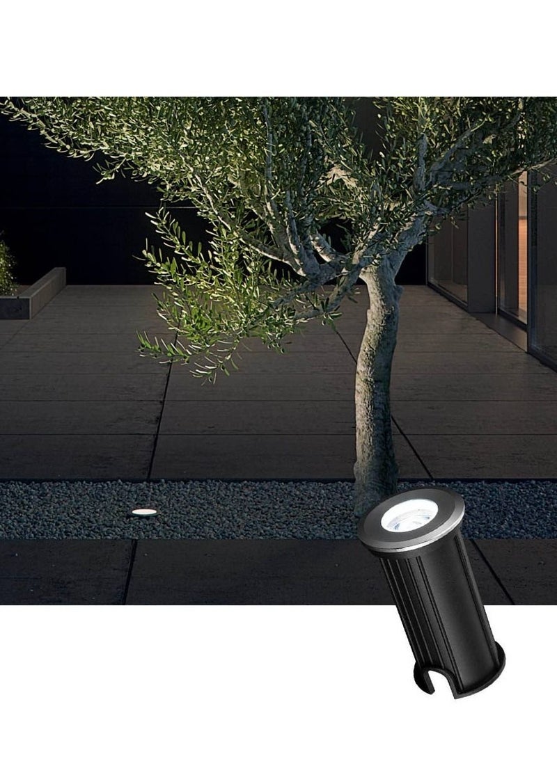 يوكاندل مصباح ارضي دفن للحديقة، شكل دائري، مقاومة عالية للماء ، إضاءة ممرات خارجية ابيض - Image 1