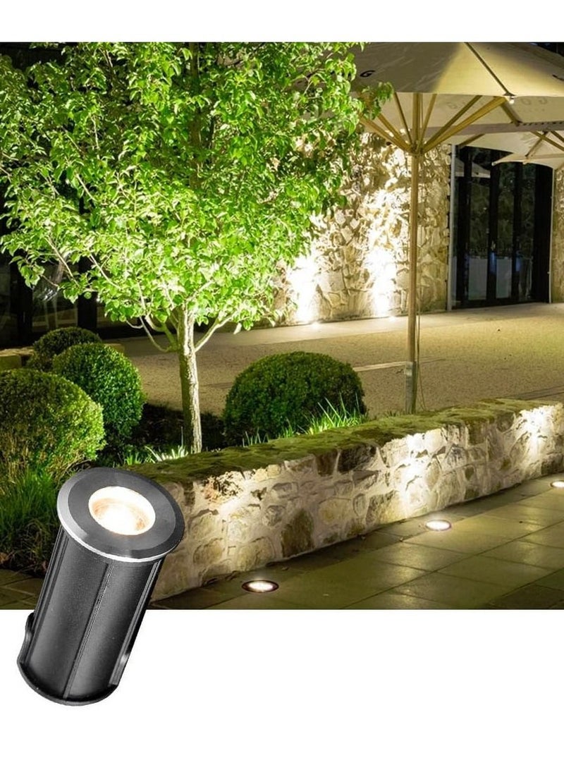 يوكاندل مصباح ارضي دفن للحديقة، شكل دائري، مقاومة عالية للماء ، إضاءة ممرات خارجية ابيض - Image 5