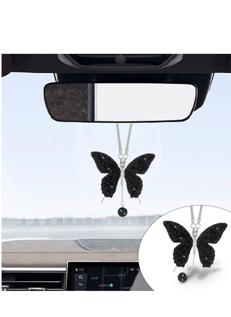 GUDOO - Crystal Car Rear View Mirror Charms Car Decorative Accessories for Women Bling Butterfly Diamond Car Hanging Accessories Lucky Gifts Hanging Ornament Pendant Decor for All Cars - Image 1