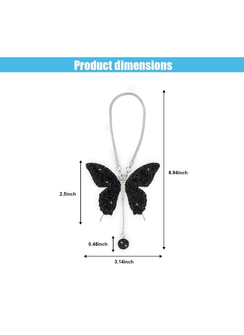 GUDOO - Crystal Car Rear View Mirror Charms Car Decorative Accessories for Women Bling Butterfly Diamond Car Hanging Accessories Lucky Gifts Hanging Ornament Pendant Decor for All Cars - Image 1