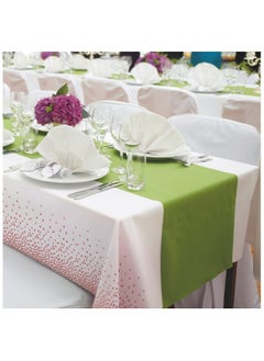 MARKQ Plastic Dot Tablecloth for Rectangle Table 54" x 72" Disposable Table Cover for Bridal Shower Wedding Birthday Party Decorations (White Rose Gold)  - Image 3