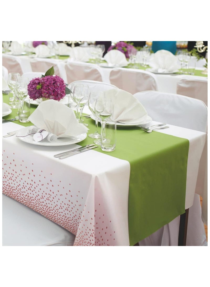 MARKQ Plastic Dot Tablecloth for Rectangle Table 54" x 72" Disposable Table Cover for Bridal Shower Wedding Birthday Party Decorations (White Rose Gold)  - Image 3