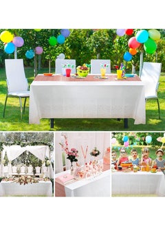 MARKQ Plastic Dot Tablecloth for Rectangle Table 54" x 72" Disposable Table Cover for Bridal Shower Wedding Birthday Party Decorations (White Rose Gold)  - Image 4
