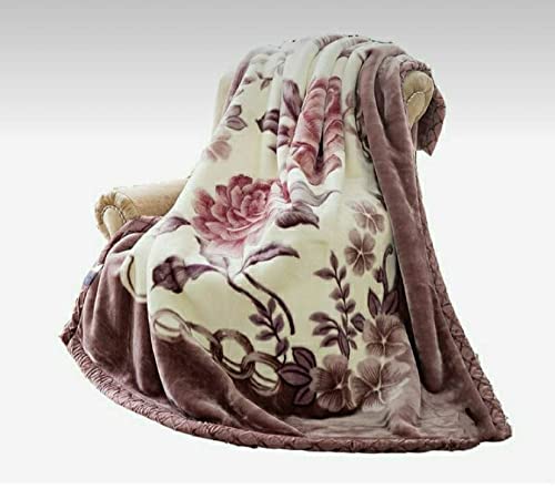 ELSTONE HOME ELSTONE HOME Cloudy Super Soft Fabric Floral Printed Mink Heavy Duty Luxury Ultra 2 Ply Double Bed Blanket 6 kg for Heavy Winters with English Colors Stylish Bag Packing 