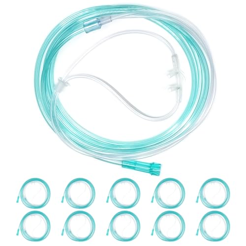 Gadget Beyond 10 Pack High-Flow Ultra Soft Nasal Oxygen Cannula, Green Crush Resistant Tubing with Standard Connection 6.6 Feet - Image 1