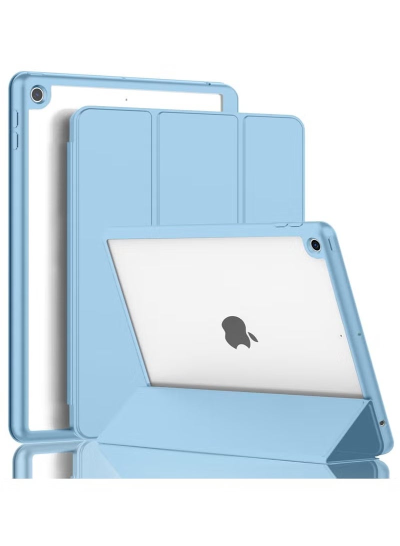 TIGER iPad 9th Generation Case 2021 / iPad 8th Generation Case 2020 / iPad 7th Gen 2019 – 10.2 Inch Protective Cover with Built-In Pencil Holder, Clear Transparent Hard Back, Smart Auto Wake/Sleep, Shockproof Corners, Slim Lightweight Design – Sky Blue - Image 1