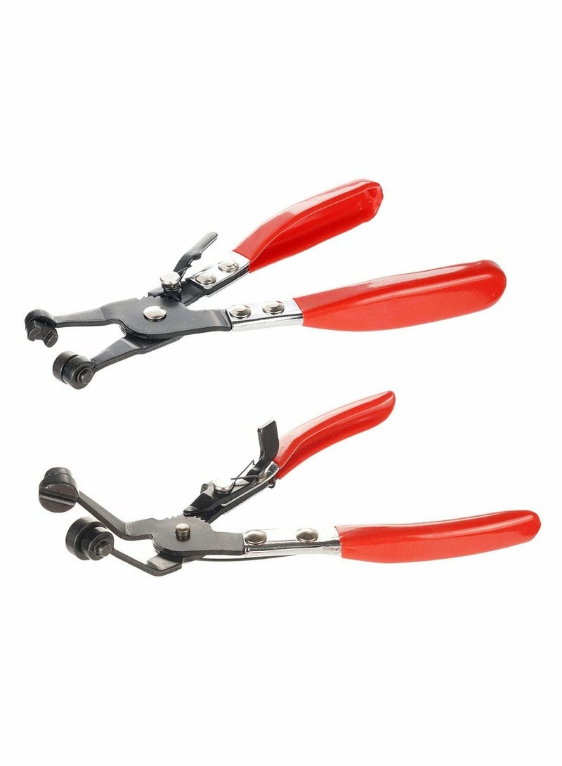 Flat and Angled Flat Band Hose Clamp Pliers, Coolant Hose Clips, Works on all Flat Band Style Hose Clamps of Removal and Installation, Locking Car Water Pipe Removal Tool Fuel Coolant Clip2Pcs