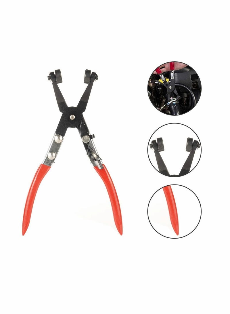 Flat and Angled Flat Band Hose Clamp Pliers, Coolant Hose Clips, Works on all Flat Band Style Hose Clamps of Removal and Installation, Locking Car Water Pipe Removal Tool Fuel Coolant Clip2Pcs