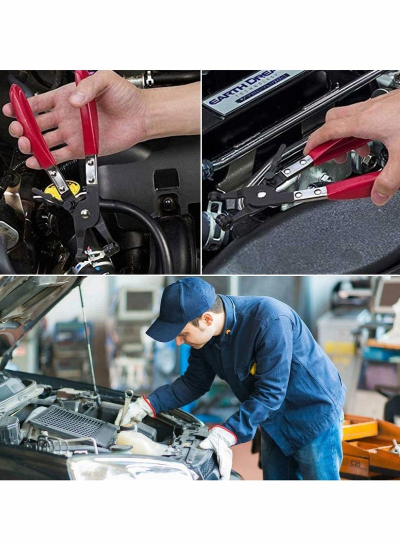 Flat and Angled Flat Band Hose Clamp Pliers, Coolant Hose Clips, Works on all Flat Band Style Hose Clamps of Removal and Installation, Locking Car Water Pipe Removal Tool Fuel Coolant Clip2Pcs