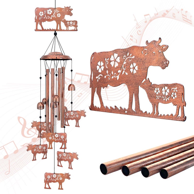 EZTZEN Cow Wind Chimes Outdoor Cow Gifts for WomenMenMomWifeGrandma Birthday Gifts Memorial Gift Metal WindChimes for OutsideIndoors Lawn Patio Home Porch Yard Decor Garden Decorations - Image 2