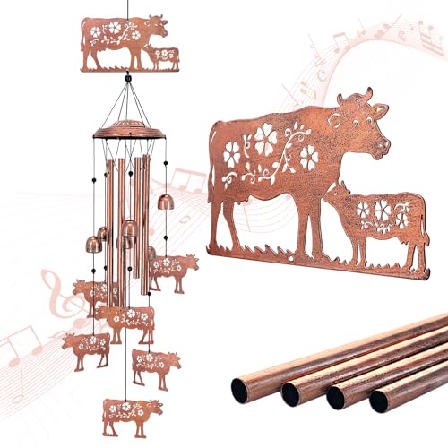 EZTZEN Cow Wind Chimes Outdoor Cow Gifts for WomenMenMomWifeGrandma Birthday Gifts Memorial Gift Metal WindChimes for OutsideIndoors Lawn Patio Home Porch Yard Decor Garden Decorations - Image 1