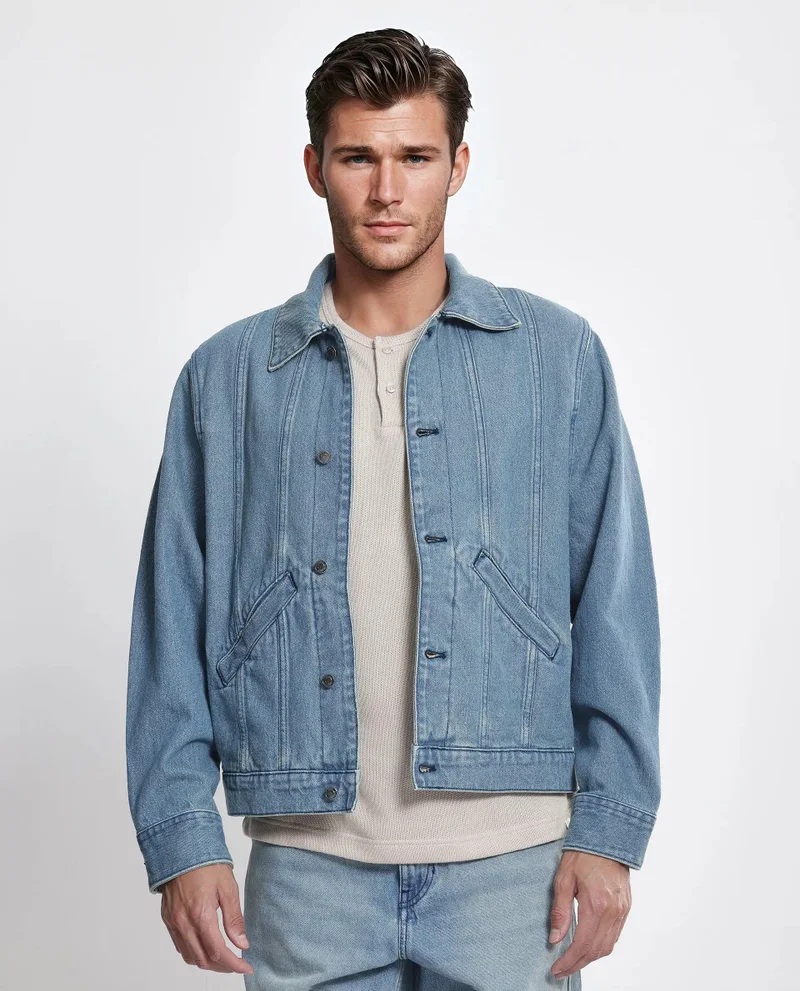 Rare Rabbit Men's Regular Fit Plain Denim Jacket