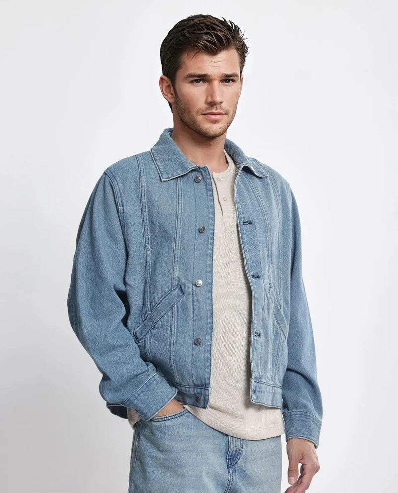 Rare Rabbit Men's Regular Fit Plain Denim Jacket