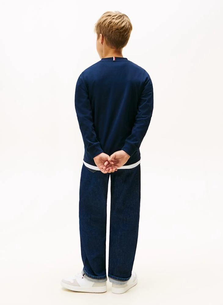 تومي هيلفيغر تيشيرت أطفال مزين باسم الماركة