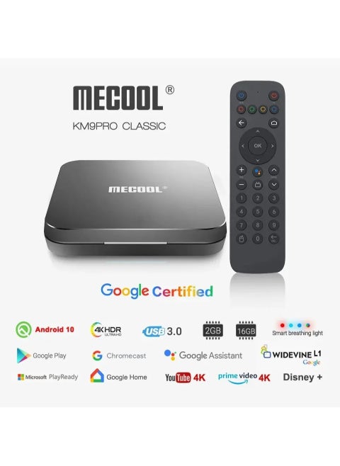 Mecool KM9 Pro Classic Google Certified Amlogic S905X2 Android 10.0 2G 16G 4K HDR Cast Voice Control Android TV Box Prefix