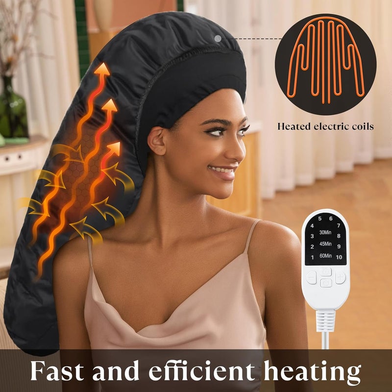 Amzpic Heat Cap for Deep Conditioning, Hair Steamer for Natural Hair Home Use w/10-level Heats Up Quickly, Thermal Steam Cap for Home Hair Treatment - Image 2