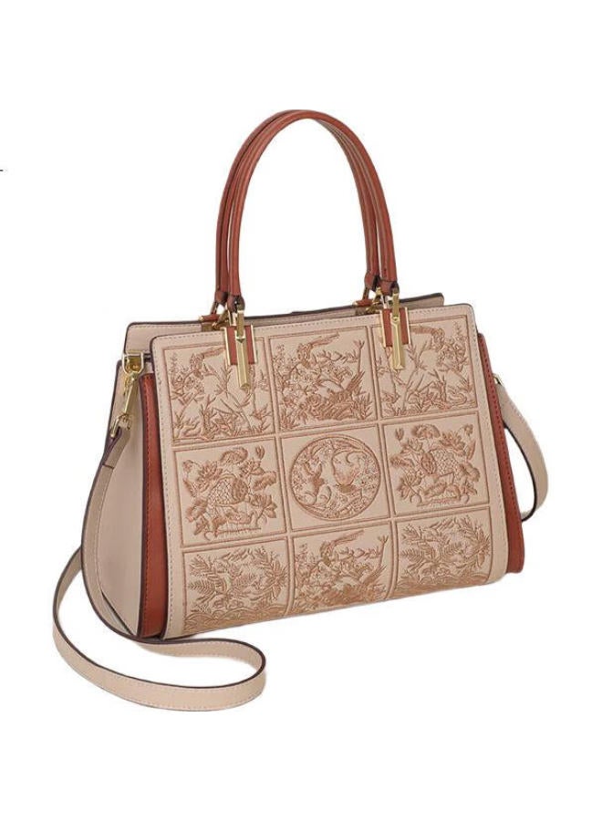 Viney Leather Handbag, Women'S Tote Bag, Middle-Aged Crossbody Shoulder Bag, Birthday Gift For Girlfriend, Qixi Festival Present - Image 2