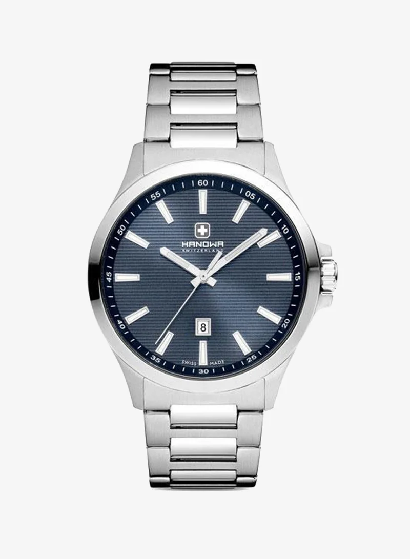 Hanowa Kander Blue Dial Silver Stainless Steel Bracelet Analog Watch for Men 43mm