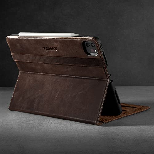TORRO Case Compatible with iPad Pro 11” 4th / 3rd / 2nd / 1st Gen - Genuine Leather iPad Pro 11 2022 Case with Stand Function, Apple Pencil Connectivity and Wake Sleep Function (Dark Brown) - Image 3