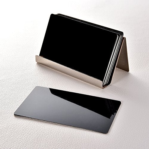 Maxdot 2 Pack Stainless Steel Business Cards Holders Desktop Credit Name Card Display Organizer for Business Mental Name Case Rack for Office Home Daily Use(Rose Gold) - Image 4