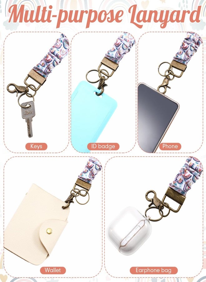 Geyoga Scrunchie Lanyards for ID Badges Keys Neck Stretchy Teacher Lanyards Cute Retractable Keychain Holder for Women Ladies, Rainbow Color, 19.70inch - Image 5