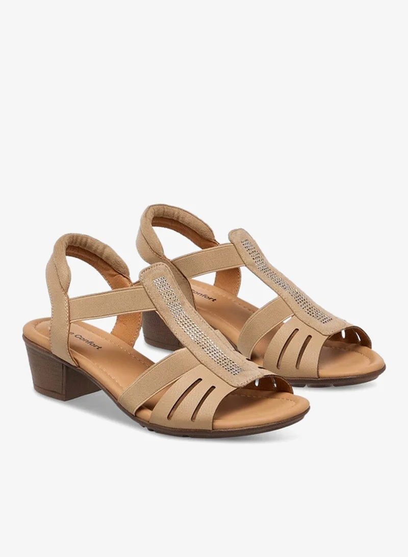 Le Confort Embellished Cutout Sandals with Block Heels