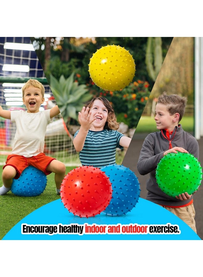 New Bounce Soft Balls for Kids - Set of Four 8.5" Knobby Balls Plus Pump & 2 pins, Durable, Inflatable Sensory Spiky Ball for Children, Toddlers and, Pets - Soft Bouncy Ball - Image 3