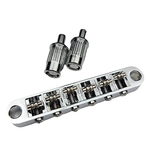 Kaynes Chrome Guitar Roller Saddle Bridge Tune-O-Matic Bridge with Roller Saddles For Epiphone Les Paul LP SG Style 6 String Electric Guitar BM005 Silver - Image 2