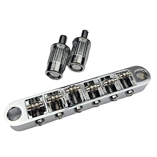 Kaynes Chrome Guitar Roller Saddle Bridge Tune-O-Matic Bridge with Roller Saddles For Epiphone Les Paul LP SG Style 6 String Electric Guitar BM005 Silver - Image 1