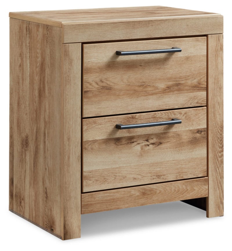 Signature Design by Ashley Hyanna Rustic 2 Drawer Nightstand with 2 USB Charging Ports 2437 Tall Light Brown